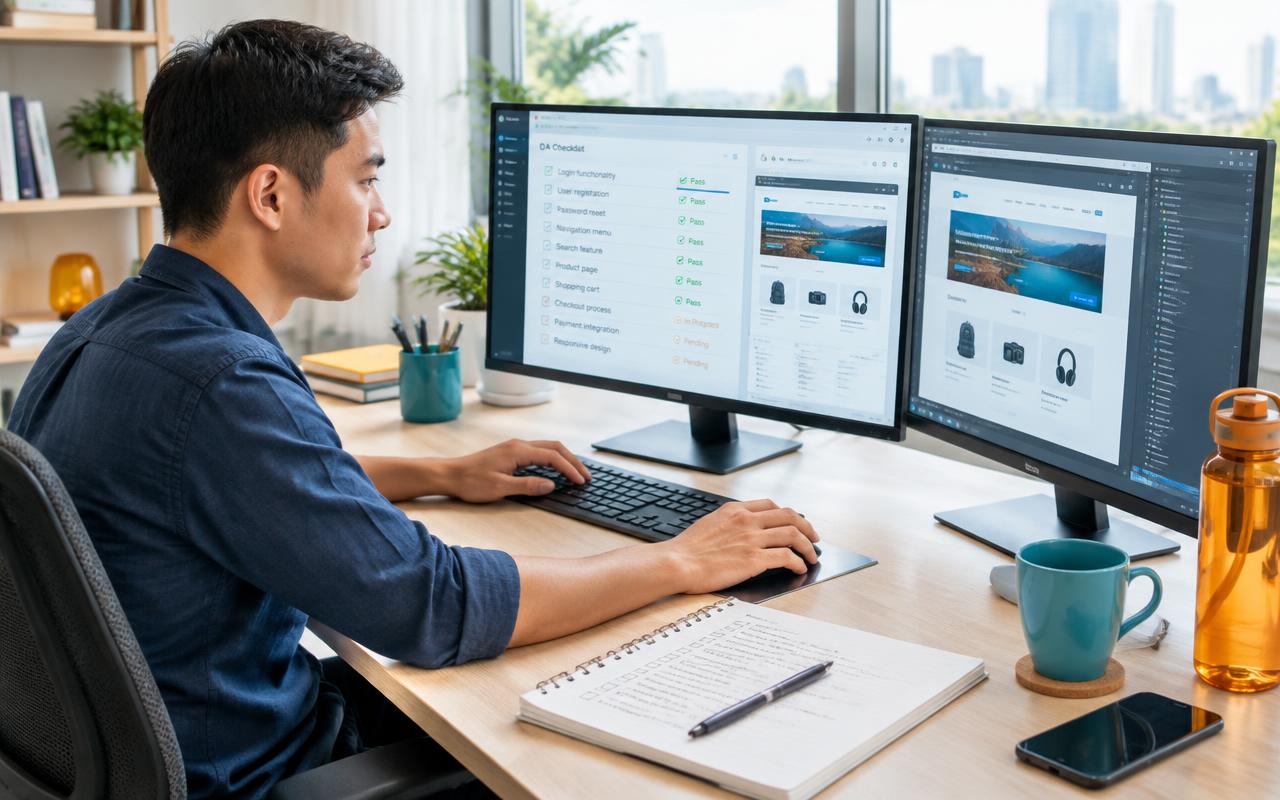 Trợ lý Kỹ thuật người Việt kiểm thử website trên hai màn hình